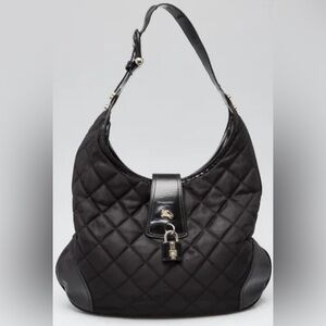 BURBERRY Quilted Black Hobo Bag